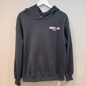 White Fox Hoodie Oversized Gray Pink Logo Pullover Sweatshirt Women’s OS